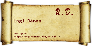 Ungi Dénes névjegykártya